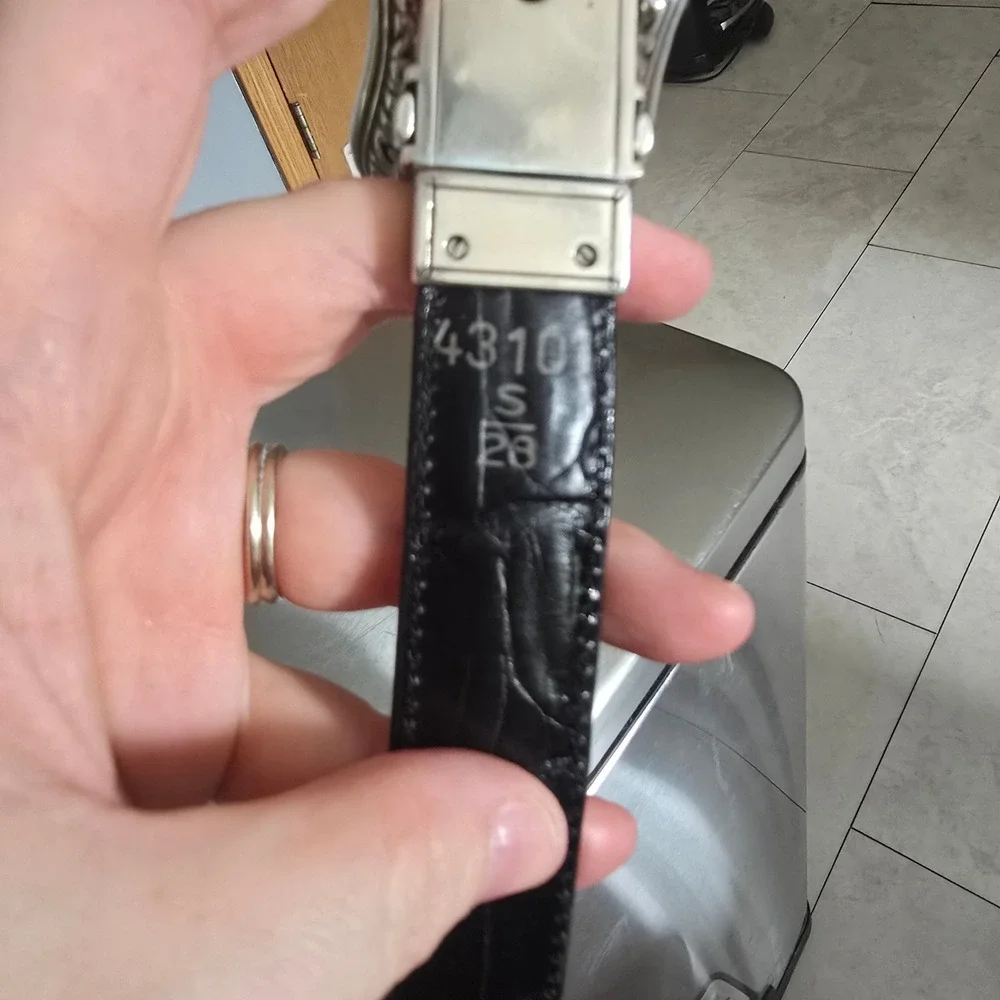 Brighton Reversible Belt Red Black Crocodile Emboss Silver Filigree Buckle 28